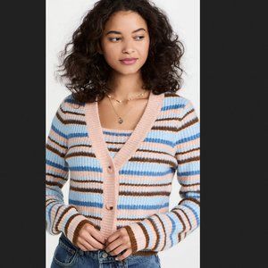 NWT! Nordstrom ENGLISH FACTORY Knit Stripe Cardigan in Multi M